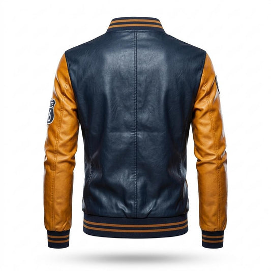 Nobleman Code - Ruwen | Bestickt Geknöpft Lederjacke Herren