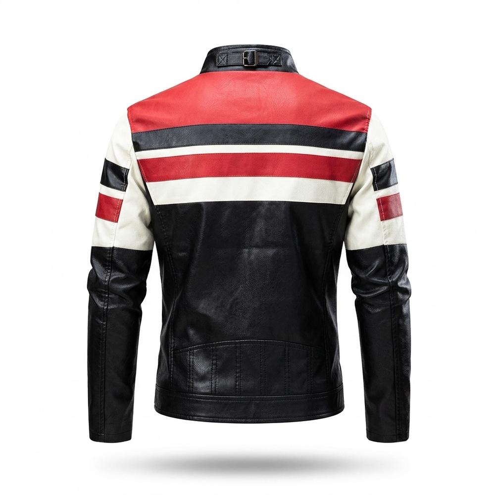 Gentleman Code - Civom | Gestreift Tailliert Lederjacke Herren