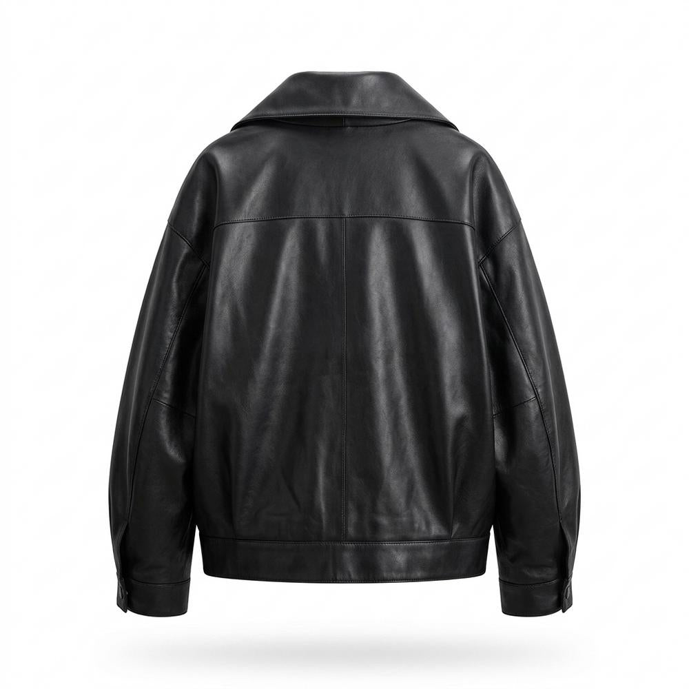 Gentleman Code - Zelid | Weit Geschnittene Blousonartige Lederjacke Unisex