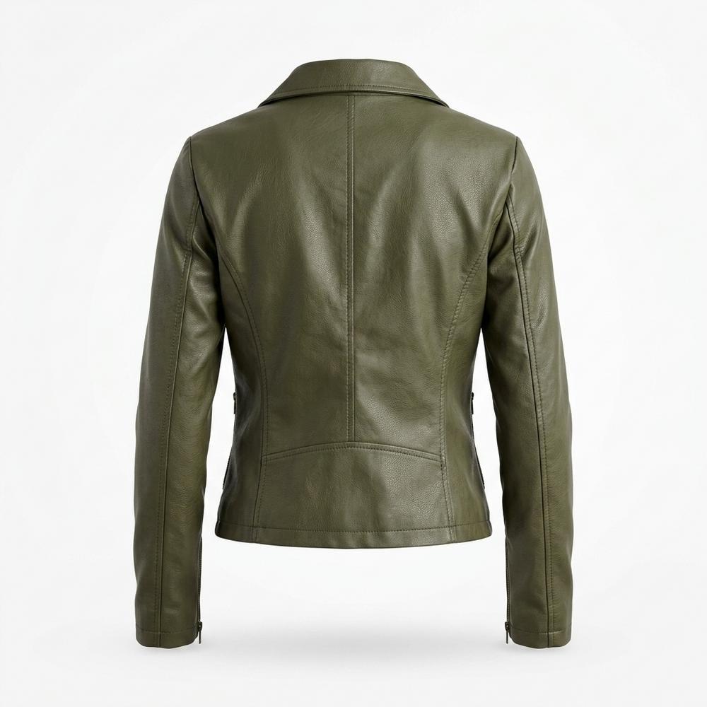 Gentleman Code - Denid | Tailliert Unifarben Lederjacke Damen