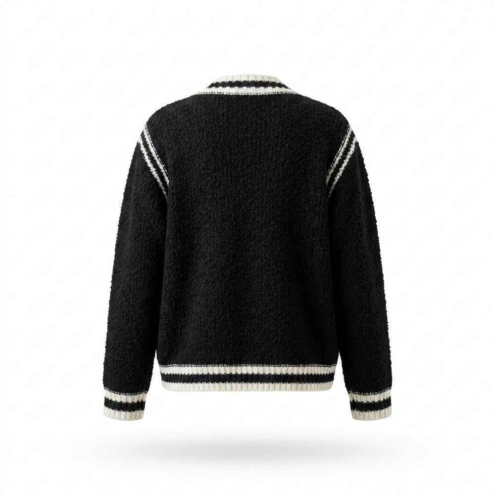 Gentleman Code - Linun | Strukturierte Kontrastierende Strickjacke Damen