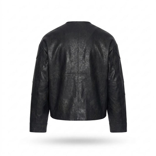 Nobleman Code - Rivos | Kragenlose Gesteppte Lederjacke Herren