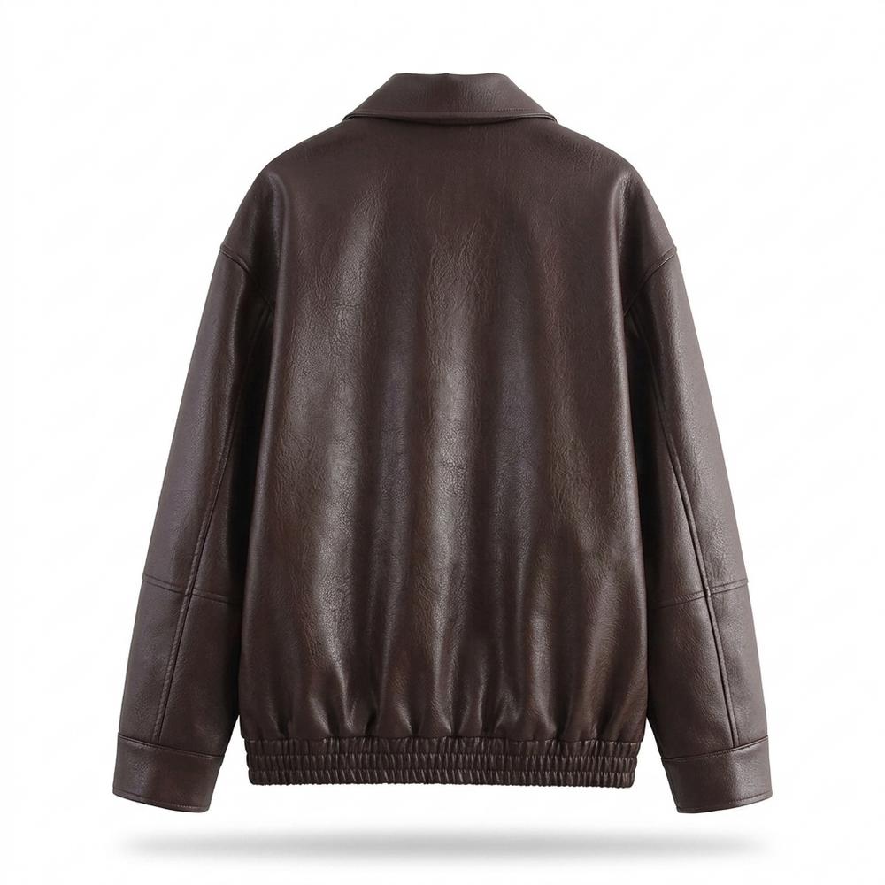 Gentleman Code - Yonid | Gefütterte Locker Geschnittene Lederjacke Unisex