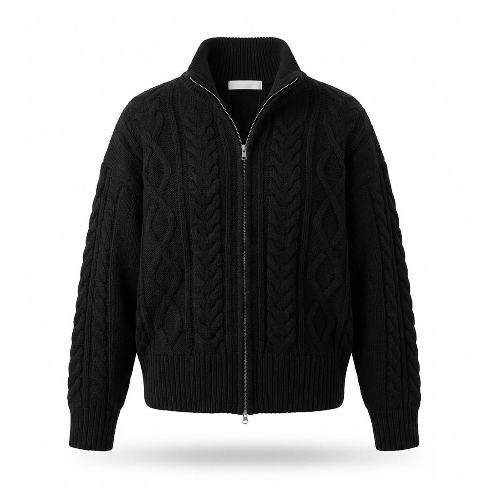 Nobleman Code - Lunot | Hochgeschlossene Strukturierte Strickjacke Damen