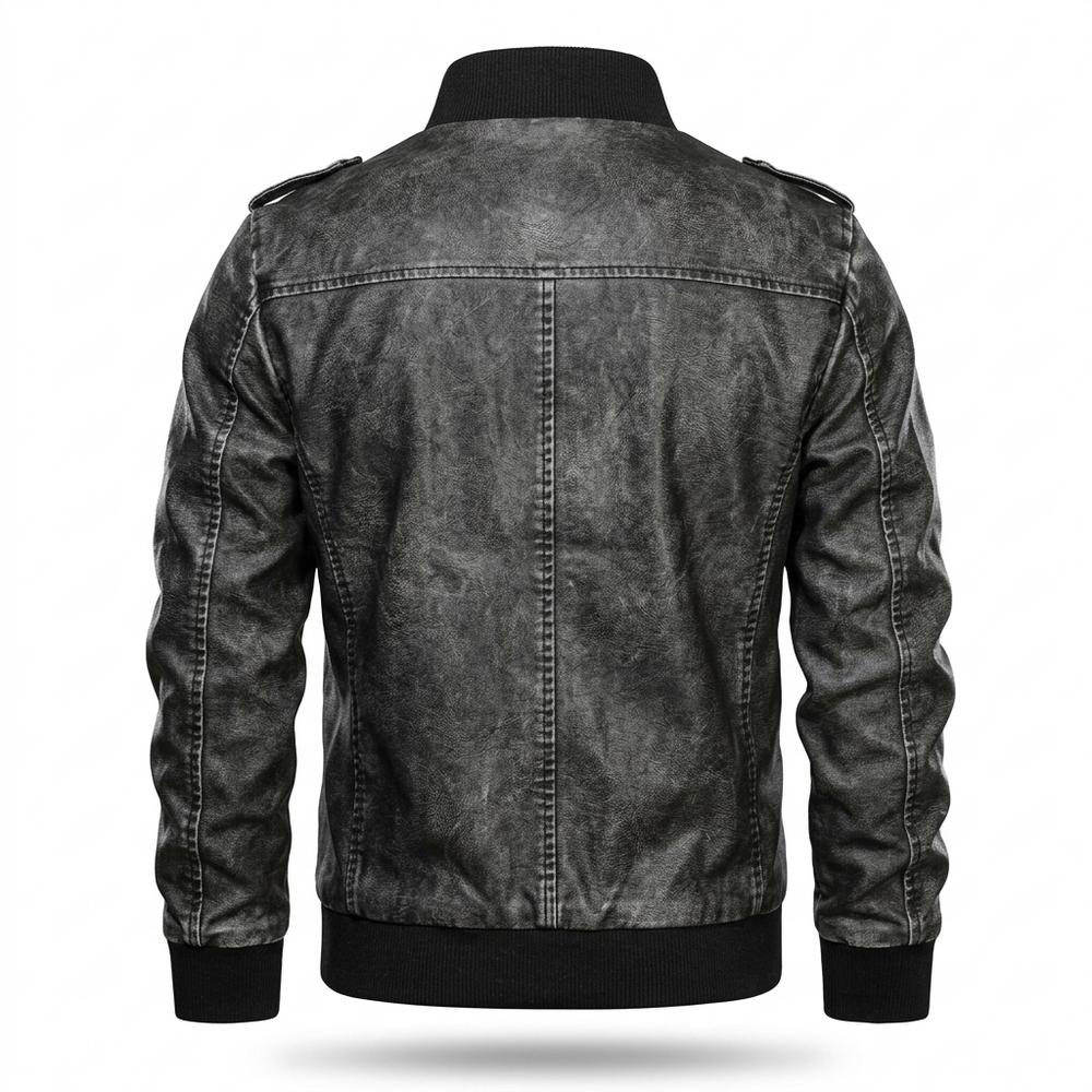 Gentleman Code - Dabik | Gewaschen Strukturiert Lederjacke Herren