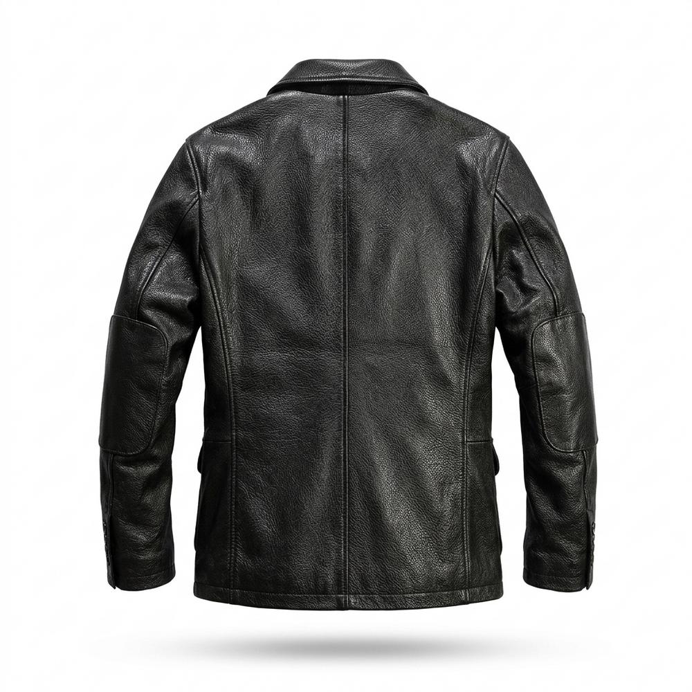 Nobleman Code - Calal | Genarbte Geknöpfte Lederjacke Herren