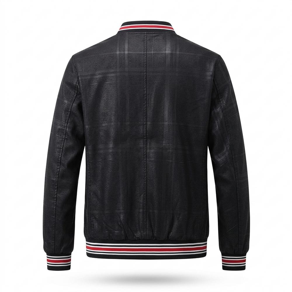 Gentleman Code - Rodom | Karierte Gerippte Lederjacke Herren