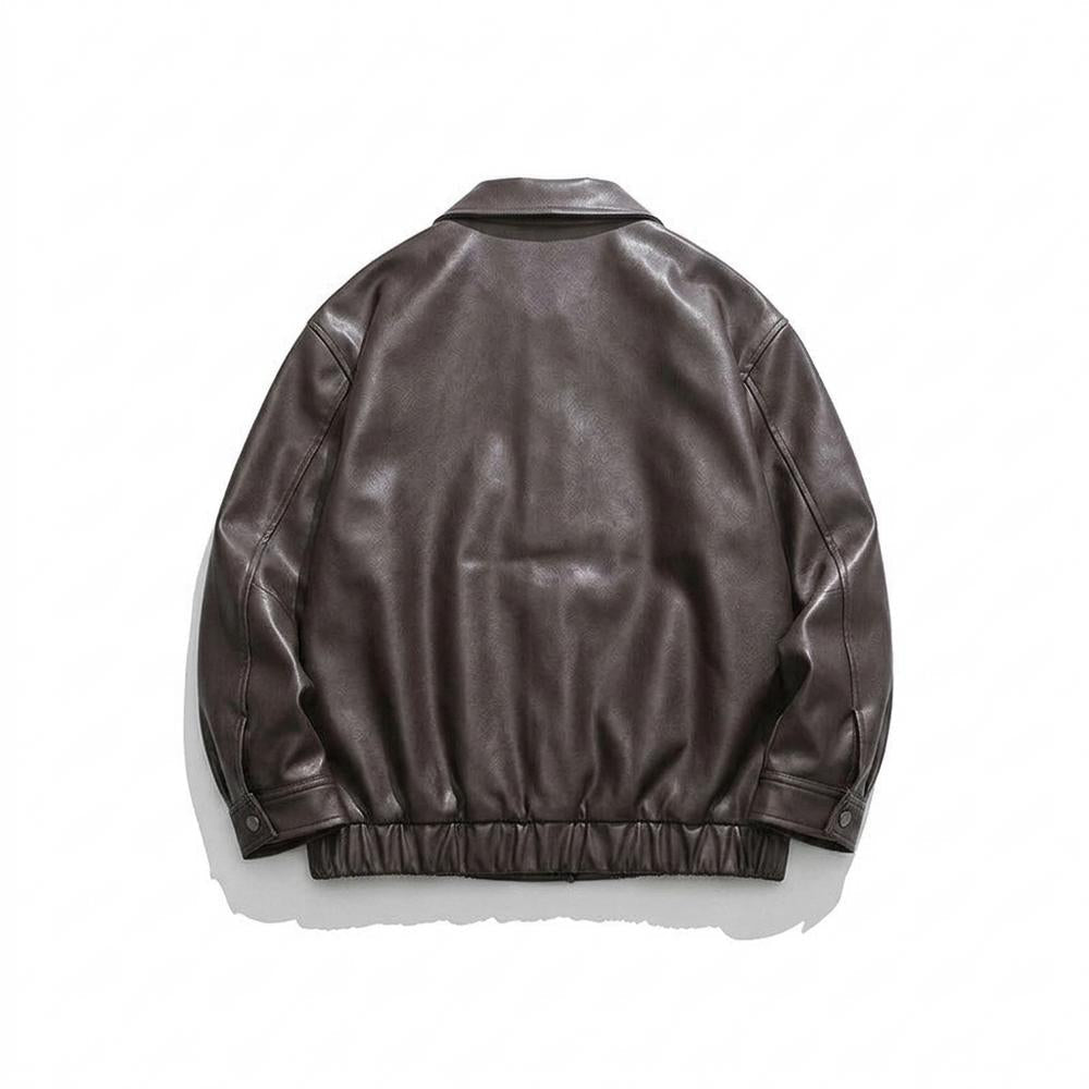 Gentleman Code - Dulik | Gefütterte Kastig Geschnittene Lederjacke Unisex