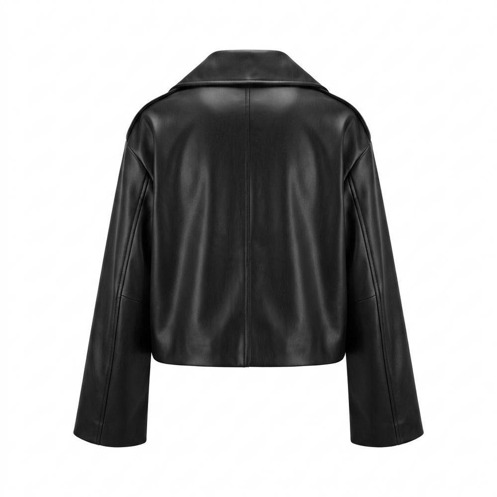 Gentleman Code - Cisin | Kurze Zweireihige Lederjacke Damen