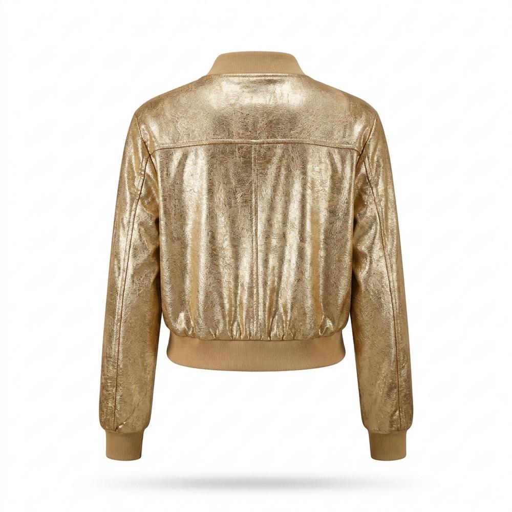 Gentleman Code - Munim | Metallische Kurzgeschnittene Jacke Damen