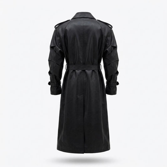 Nobleman Code - Vapak | Doppelreihiger Gegürteter Ledermantel Unisex