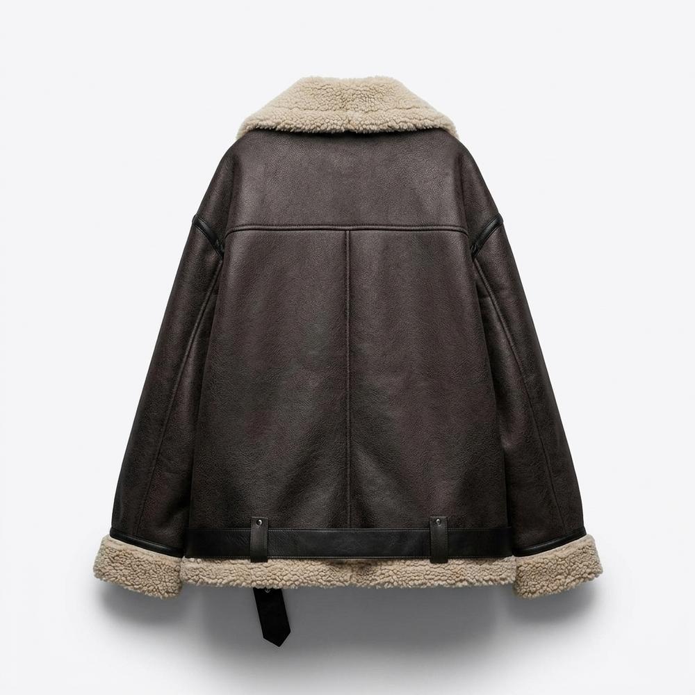 Gentleman Code - Liwod | Gefütterte Weite Lederjacke Damen