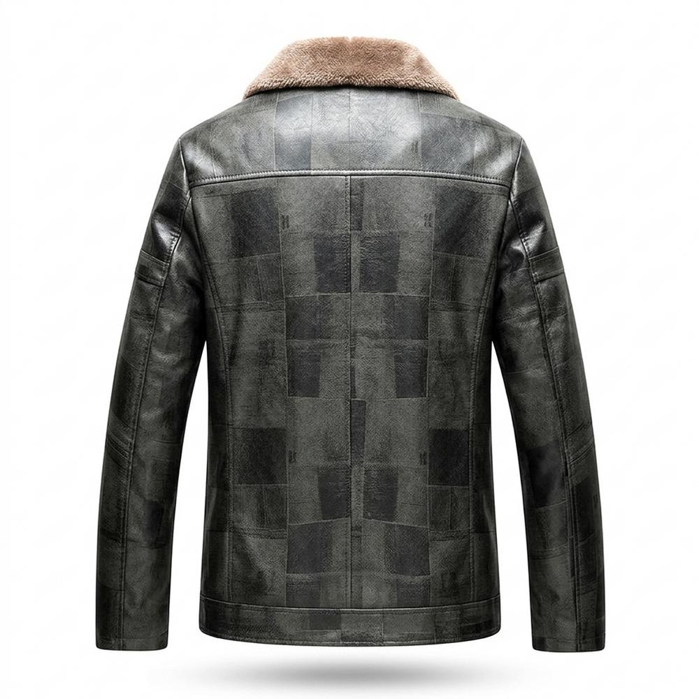 Gentleman Code - Mipet | Gefüttert Strukturiert Lederjacke Herren