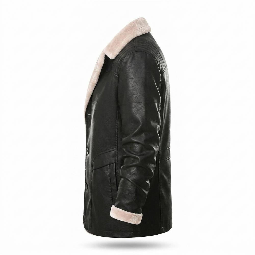 Gentleman Code - Masil | Gefütterte Geknöpfte Lederjacke Herren