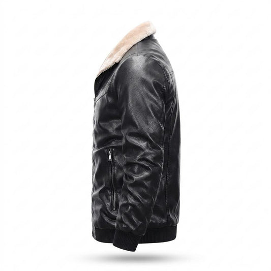 Nobleman Code - Sosam | Gefütterte Gekrispelte Lederjacke Herren