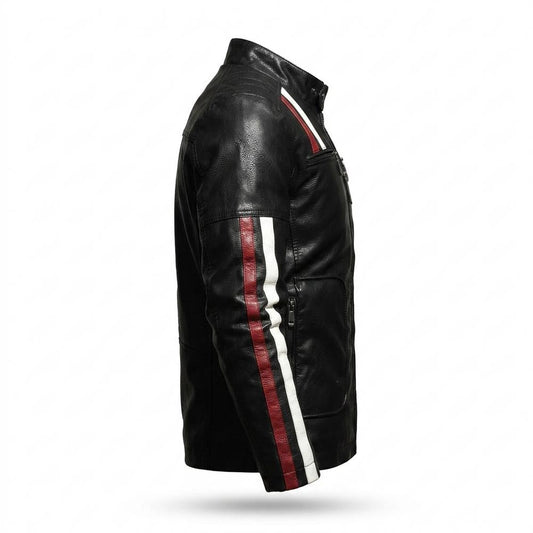 Nobleman Code - Takuk | Gestreift Tailliert Lederjacke Herren