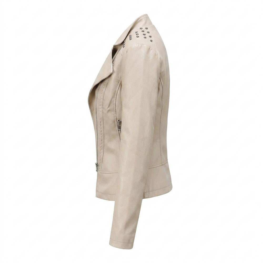 Gentleman Code - Dugem | Nietenbesetzt Asymmetrisch Lederjacke Damen