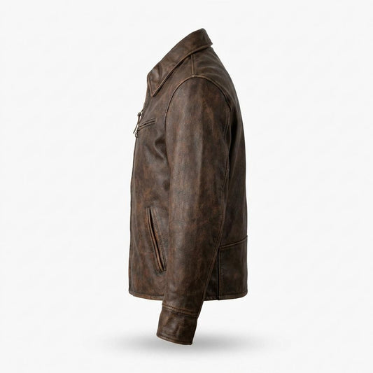 Nobleman Code - Sofin | Gepatiniert Robust Lederjacke Herren