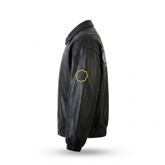 Gentleman Code - Caput | Bestickte Weitgeschnittene Lederjacke Unisex