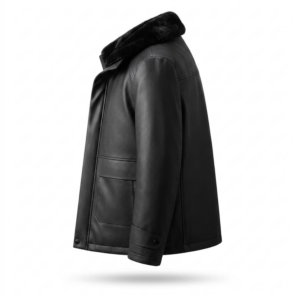 Nobleman Code - Vufod | Gefütterte Geknöpfte Lederjacke Herren