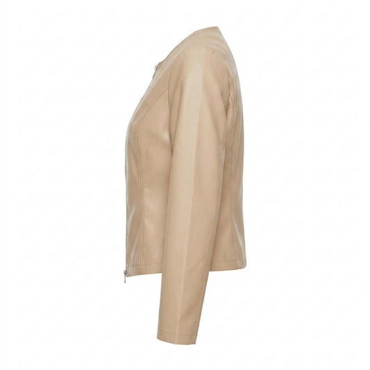Nobleman Code - Sovon | Kragenlos Tailliert Lederjacke Damen