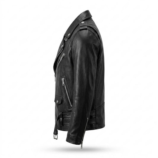 Nobleman Code - Sidok | Asymmetrische Taillierte Lederjacke Herren