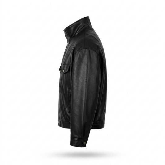 Nobleman Code - Vipav | Hochgeschlossen Geknöpft Lederjacke Herren