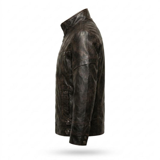 Nobleman Code - Mefiv | Strukturiert Mit Stehkragen Lederjacke Herren