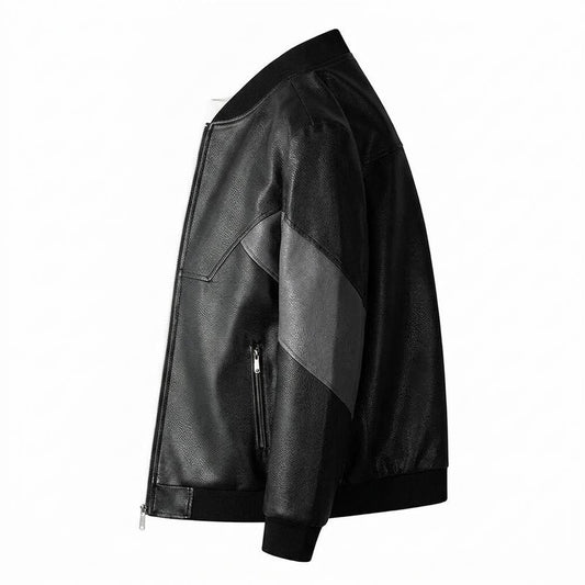 Nobleman Code - Nirak | Zweifarbige Strukturierte Lederjacke Herren