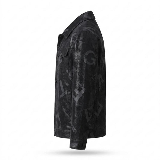 Nobleman Code - Muvom | Bedruckt Strukturiert Lederjacke Herren
