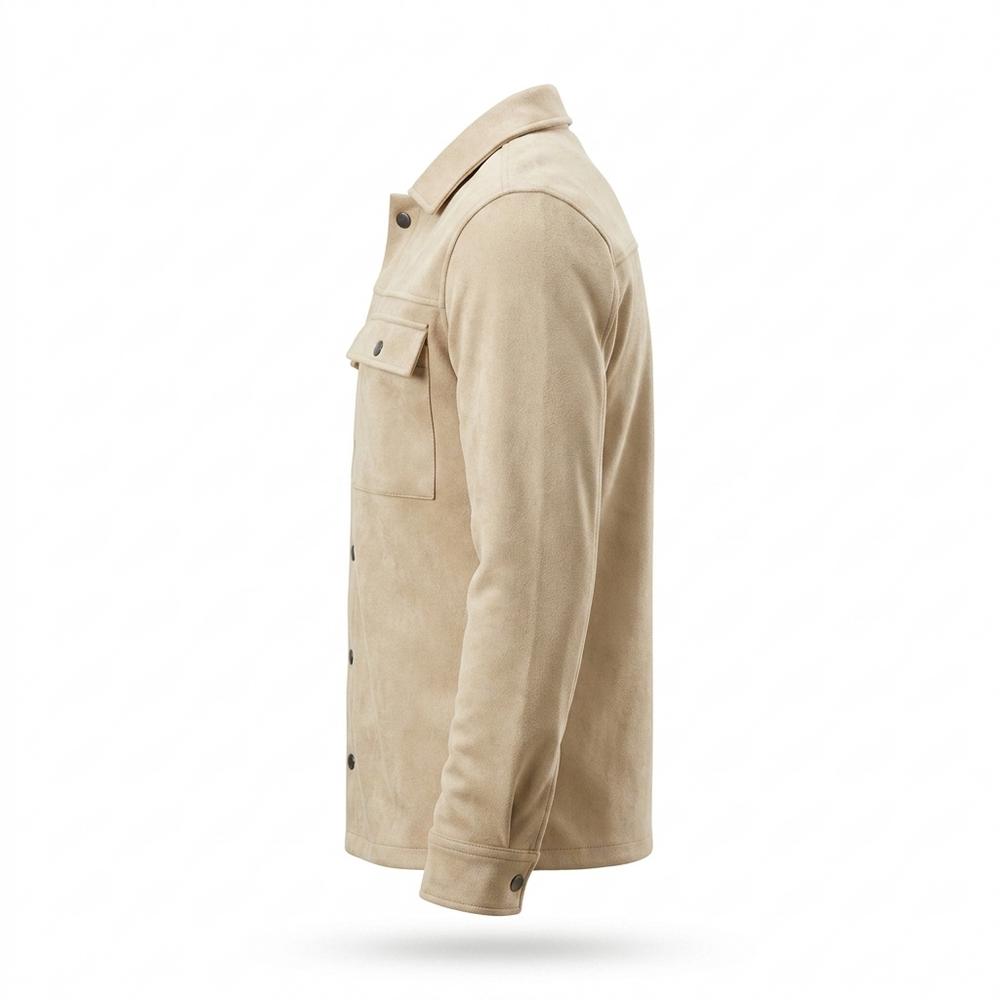 Gentleman Code - Aedon | Kragenbesetzt Geknöpft Wildleder-Jacke Herren