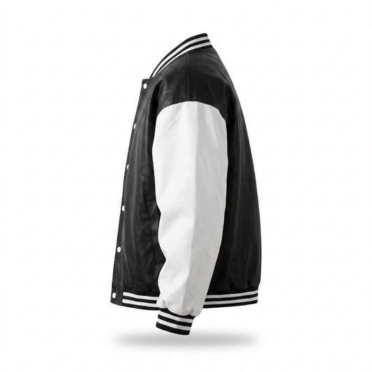 Nobleman Code - Rabit | Zweifarbige Geknöpfte Lederjacke Unisex