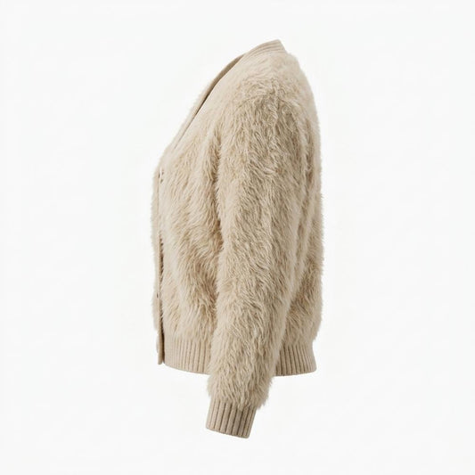 Gentleman Code - Ailur | Flauschiger Kurzgeschnittener Cardigan Damen