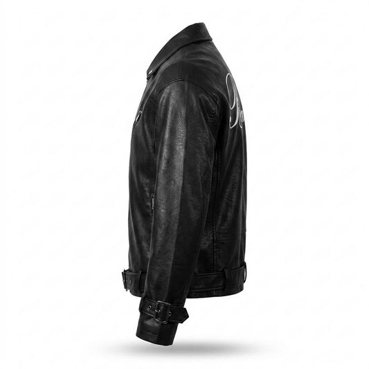 Nobleman Code - Kuzev | Gegürtelt Genarbt Lederjacke Herren