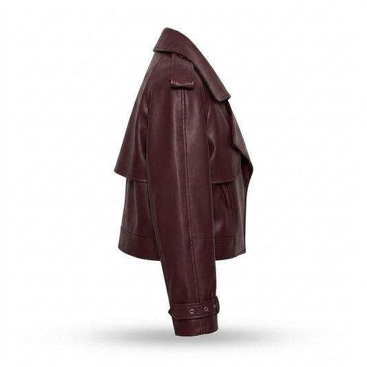 Nobleman Code - Yewel | Weit Geschnittene Breit-Kragige Lederjacke Damen