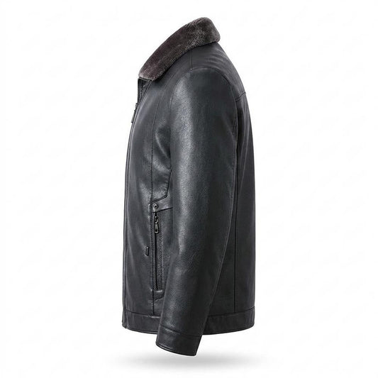 Nobleman Code - Lezor | Gefütterte Reißverschluss Lederjacke Herren