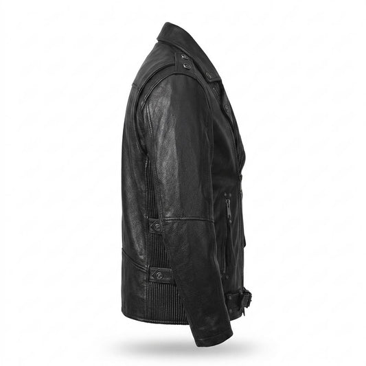 Nobleman Code - Surul | Asymmetrische Gegürtete Lederjacke Herren