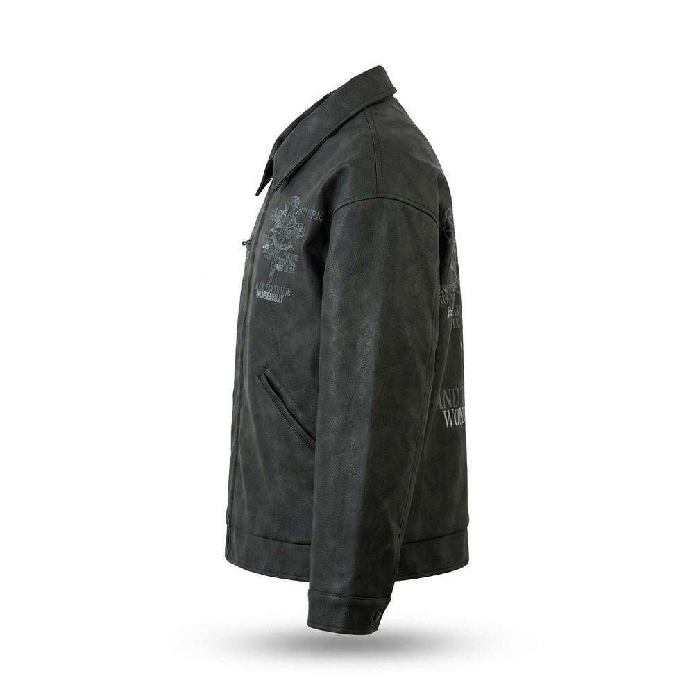 Gentleman Code - Linus | Bestickte Strukturierte Lederjacke Unisex