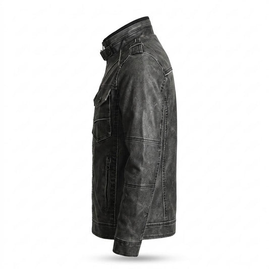 Nobleman Code - Zemer | Gesteppt Gewaschen Lederjacke Herren