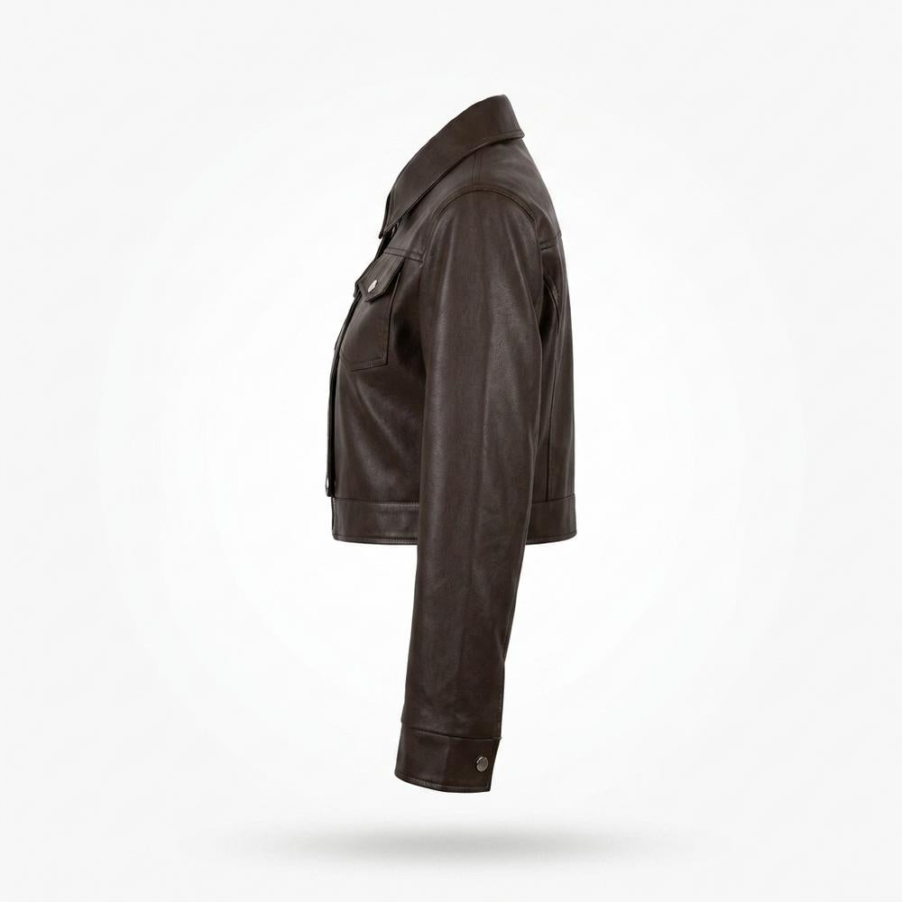 Nobleman Code - Dizav | Gecroppt Langärmlig Lederjacke Damen