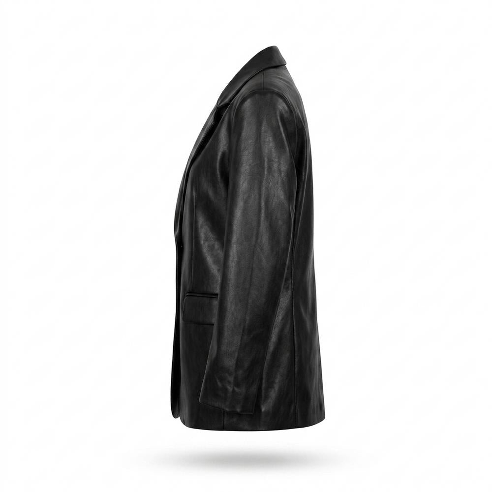Nobleman Code - Yiben | Oversized Langärmlige Lederjacke Damen