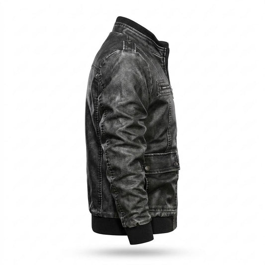 Gentleman Code - Dabik | Gewaschen Strukturiert Lederjacke Herren