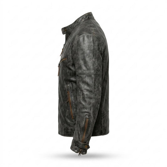 Nobleman Code - Lebav | Patiniert Tailliert Lederjacke Herren