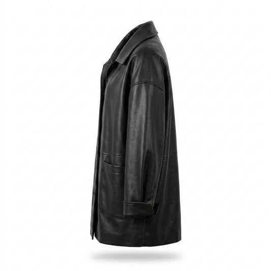 Nobleman Code - Ziget | Locker Geschnittene Geknöpfte Lederjacke Damen
