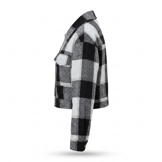 Nobleman Code - Yigit | Karierte Kurzgeschnittene Jacke Damen