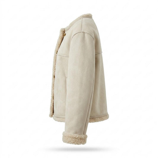 Gentleman Code - Dahuk | Gefütterte Kragenlose Wildleder-Jacke Damen