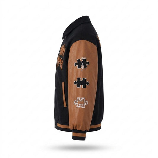 Nobleman Code - Earem | Bestickt Geknöpft Lederjacke Unisex