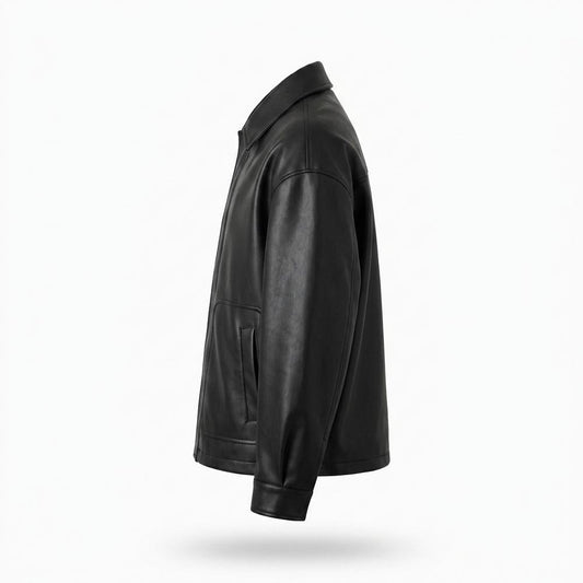 Nobleman Code - Yozur | Locker Geschnittene Geknöpfte Lederjacke Herren