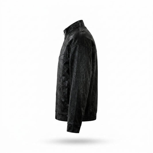 Nobleman Code - Sotik | Strukturiert Reißverschluss Lederjacke Unisex