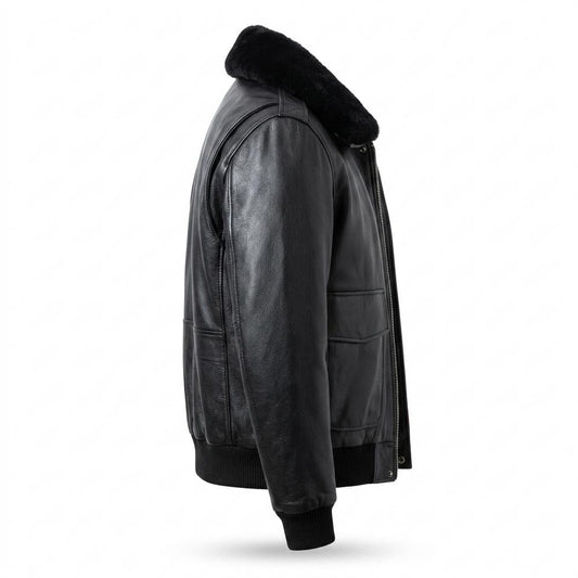 Nobleman Code - Vivan | Gefüttert Fellkragen Lederjacke Herren